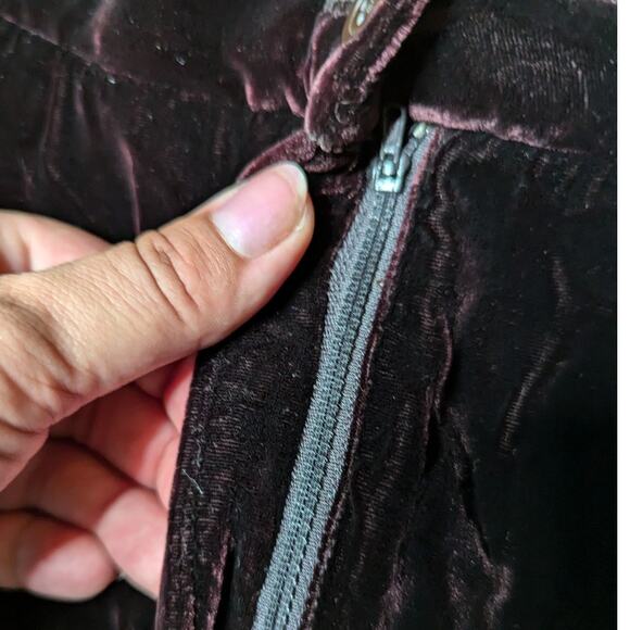 Vtg 1990s Elisabeth Brown Silk Blend Velvet Straight Leg High Rise Pants 20 - Picture 4 of 5